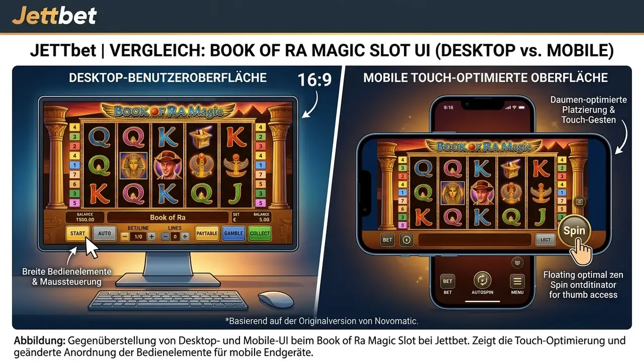 Mobile Benutzeroberfläche Book of Ra Magic