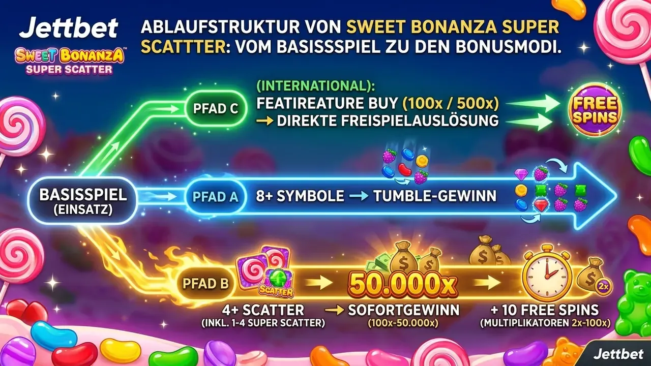 sweet bonanza super scatter spielablauf schema basisspiel freispiele